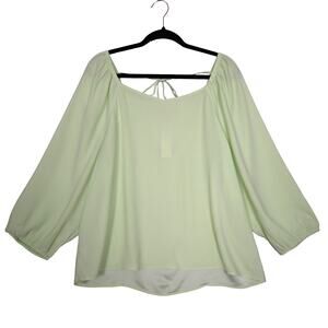 LOFT Womens Flowy Blouse Size XL Lime Green‎ Sweetheart Neckline Flowy Boho NEW